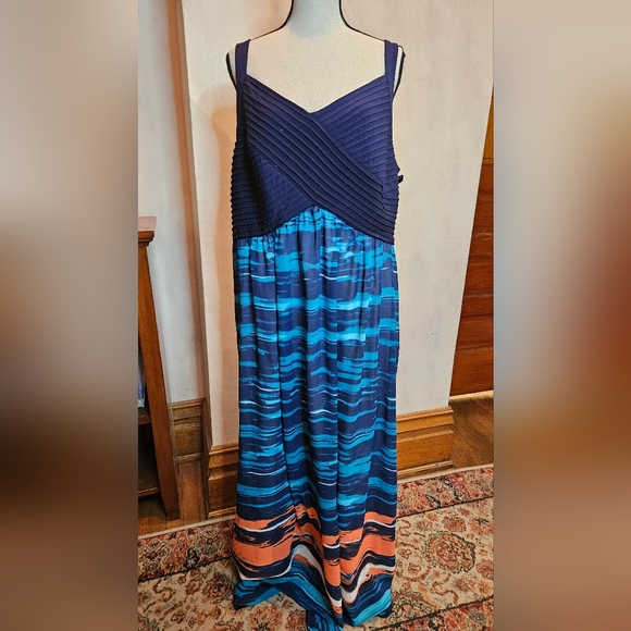 Catherines Dresses & Skirts - Catherines Blue and Orange Sleeveless Maxi Dress